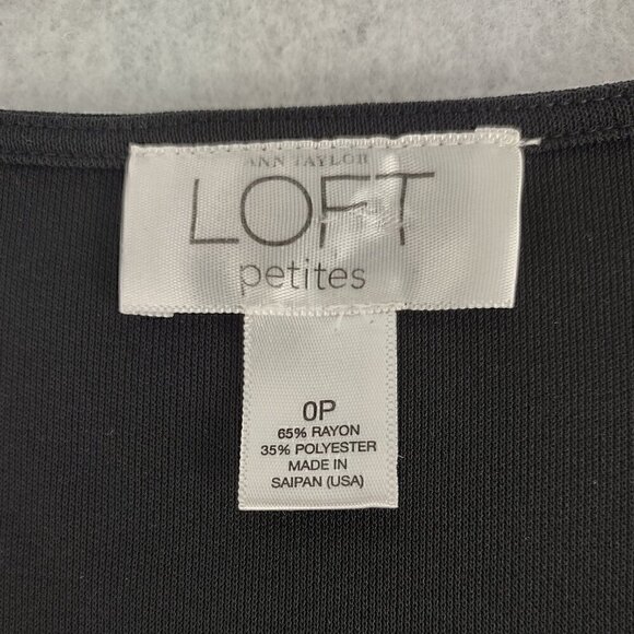 Ann Taylor Loft Women's Black Faux Wrap Surplice Neckline Midi Dress Size 0P - Picture 12 of 13